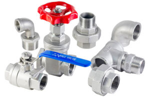 various parts of metal pipes and faucets